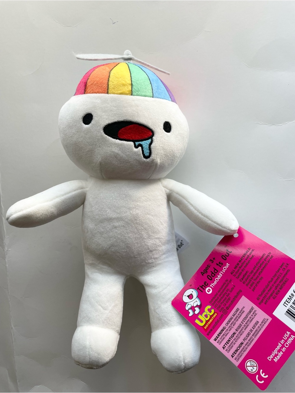 The Odd 1s Out with Rainbow Propeller Hat - White 11” in